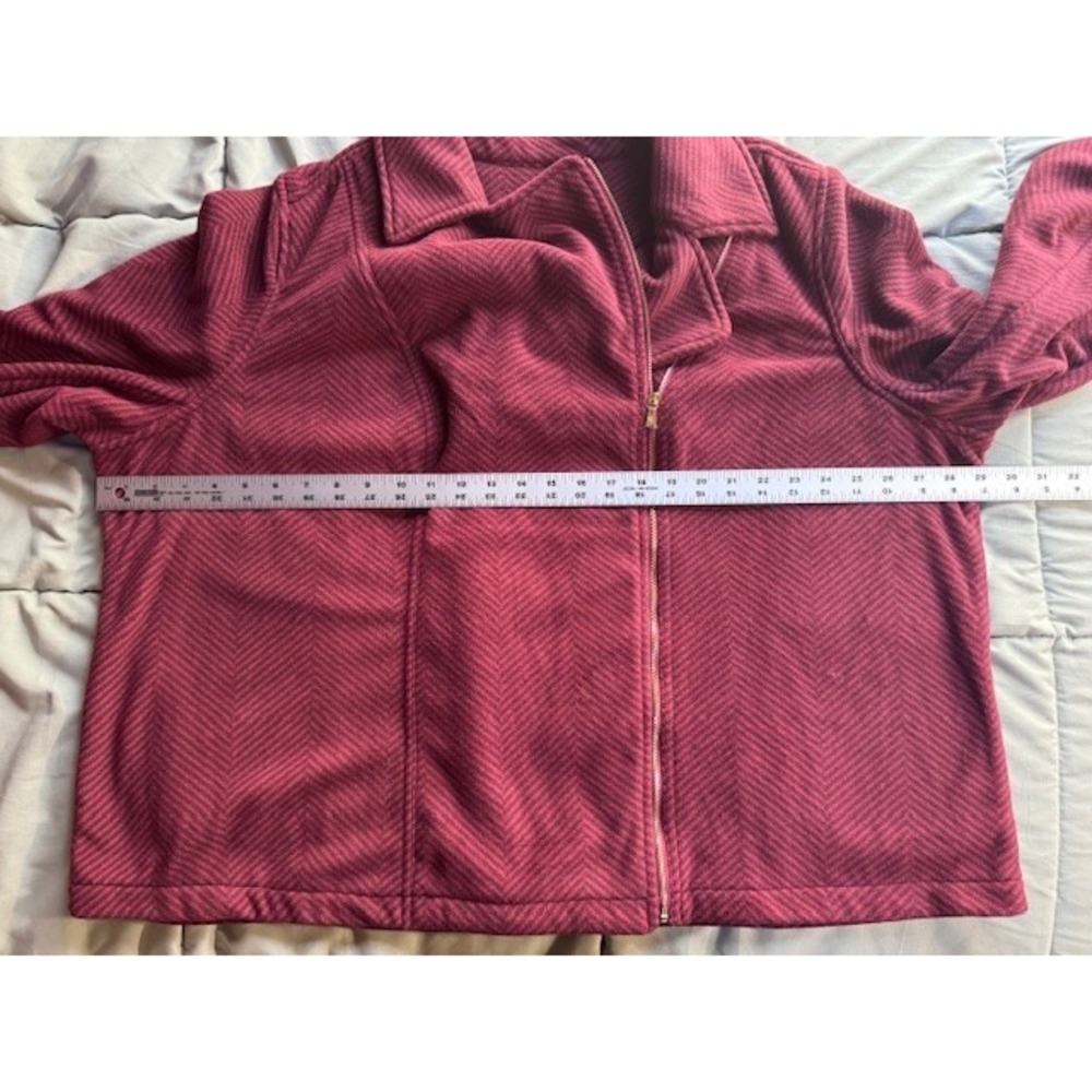 Isaac Mizrahi Live Full Zip Moto Fleece Jacket shirt 3X Burgundy Striped NWOT - Picture 12 of 14